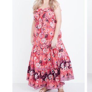 NWT Aveology Pink Floral Print Maxi Haven Tiered Dress Women's Plus‎ Size 18/20
